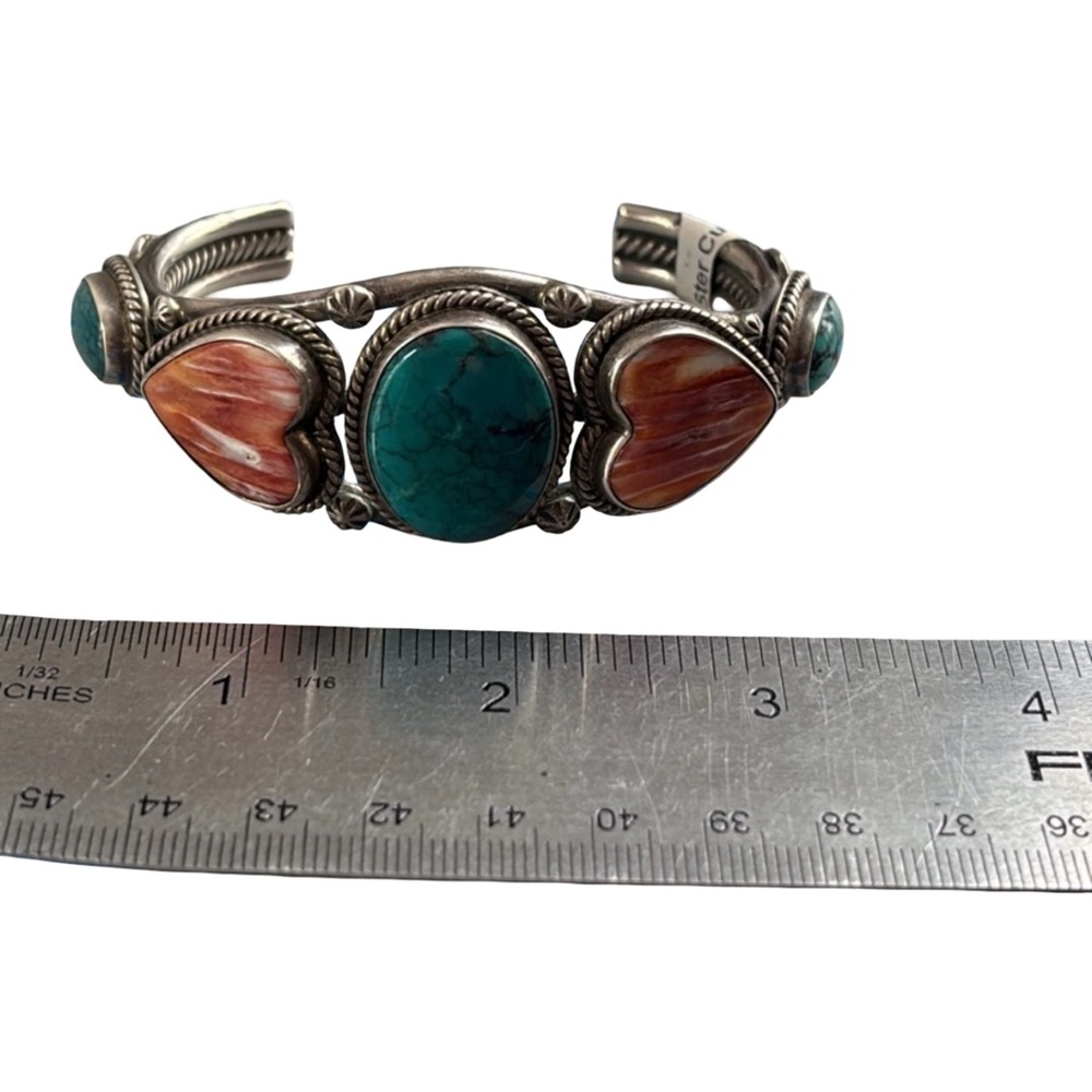 John Lucio Zuni Sterling Silver Turned & Spiny Oyster Bracelet